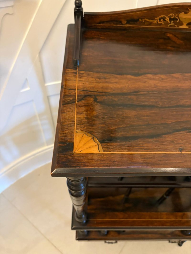 Antique Victorian Quality Rosewood Inlaid Canterbury - Image 8